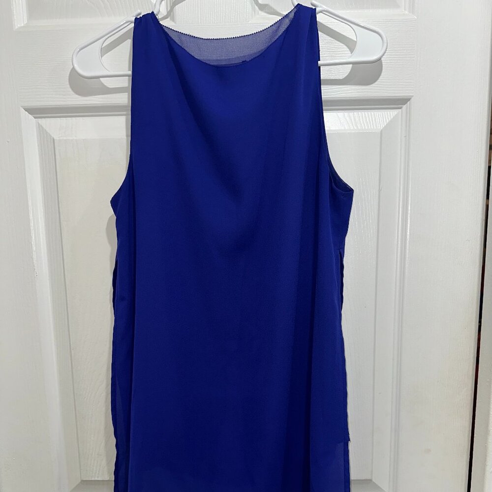 Banana Republic Small Royal Blue Sleeveless Layered Chiffon Tunic Top